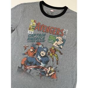 Marvel Avengers Captain America Comic Cover T Shirt Gray Medium
